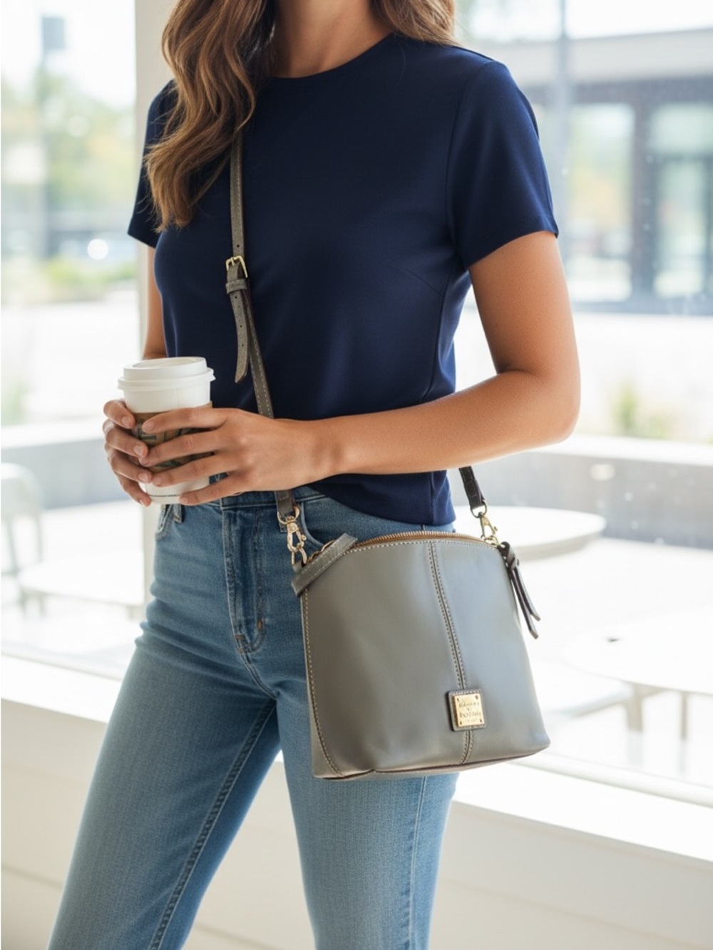 Dooney & Bourke Wexford Leather Small Lexi Crossbody Bag - Grey